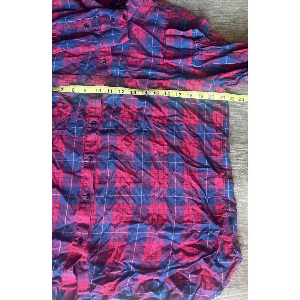 J.Crew Boy Fit Women's Size M Red / Blue Plaid Button-Up 100% Cotton Shirt - Picture 12 of 16